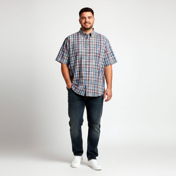 Croft & Barrow Blue Multi-color Plaid Short Sleeve Shirt Size 2XB - Picture 1 of 12